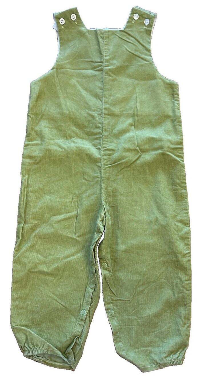 Bailey Boys Green Corduroy Long Overalls 100% Cotton Lined Holiday Boys Sz 24M